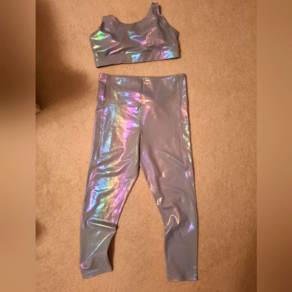 Grey metallic light n tight with matching bra